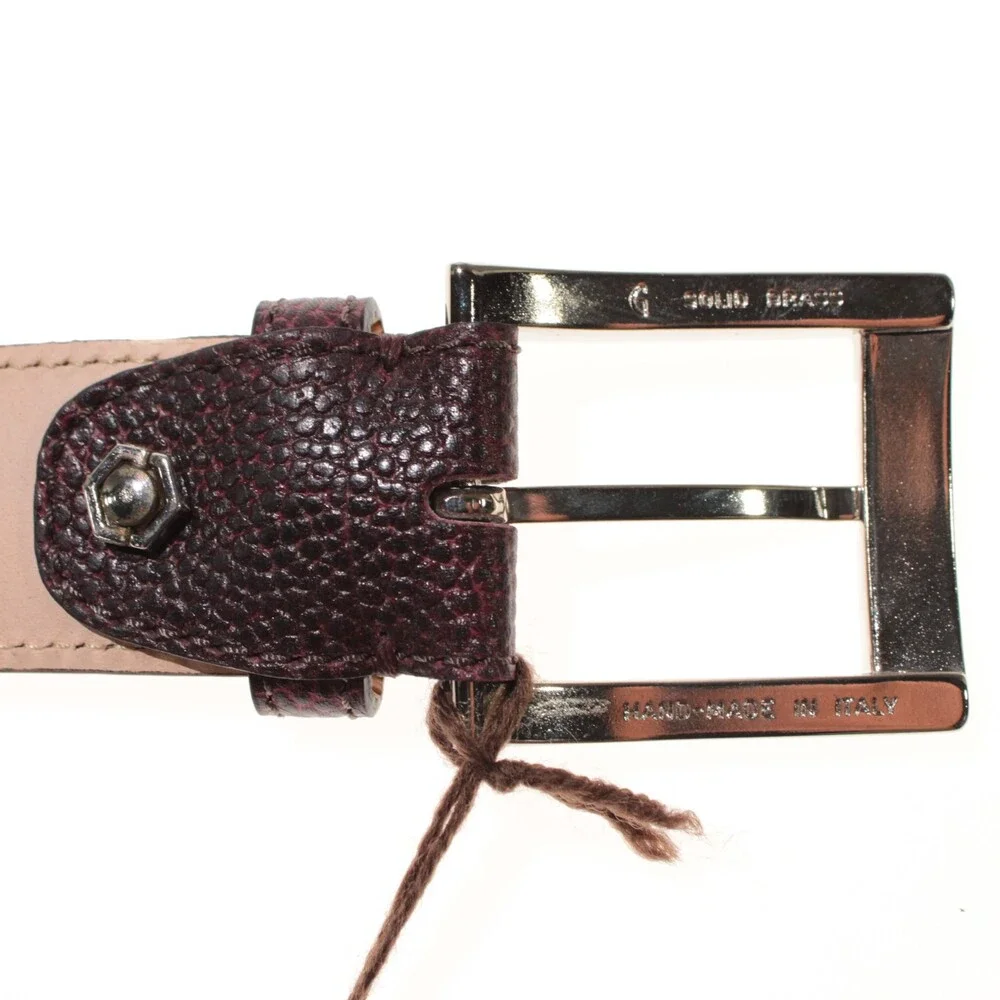 Di Bianco NWT Cut to Size Dress Belt In Dark Red Pebbled Leather One Size